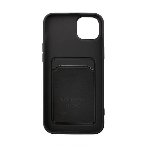 iPhone 15 Mobilcover Silikone med Kortholder - Sort