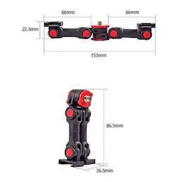 Telefon Kamera LED-lys Feste Adapter Dobbel Forlengelsesarm