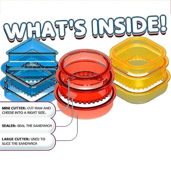 Sandwichkutter og -forsegler - Decruster Sandwich Maker for Uncrustables AV Round and Triangle and Square