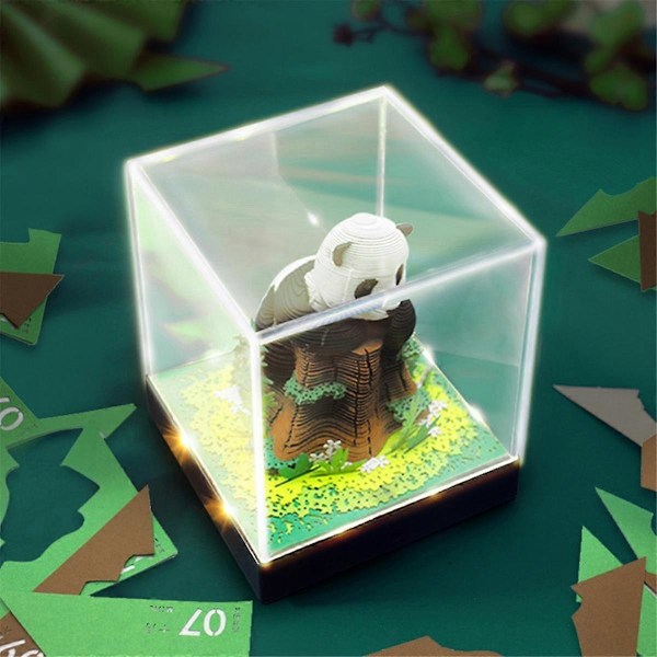 CASA 3D Panda Kalenteri 2024 Paperiveistos Taide Valolla Ajanlasku Kalenteri 2024 DIY Lahjoihin Työpöydälle