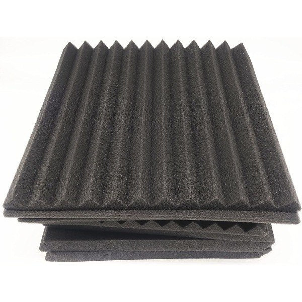 12 stk Akustiske Skumpaneler Lydabsorberende Studio 30*30*2.5CM Sort