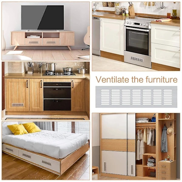 4 stk. Indvendige ventilationsgitre, ventilationsgitter, luftventilationsgitter, skabsventiler til skabe
