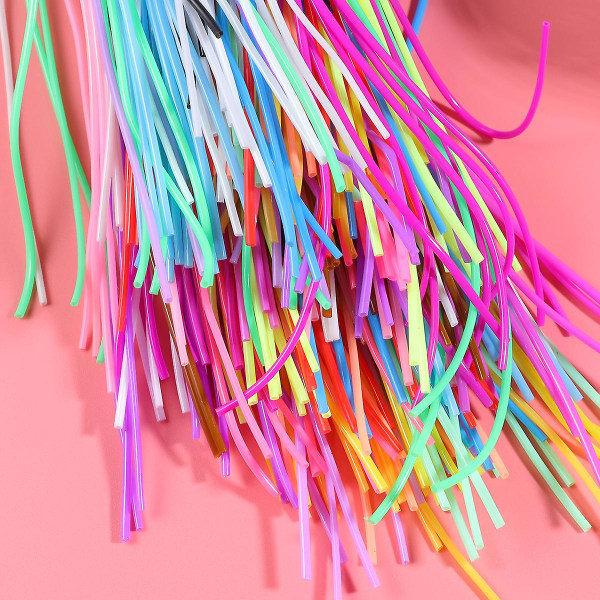 200 stk Scoubidou-snore nøglering vævet ledning Pvc-ledning snoet børn Gimp armbåndsledning h