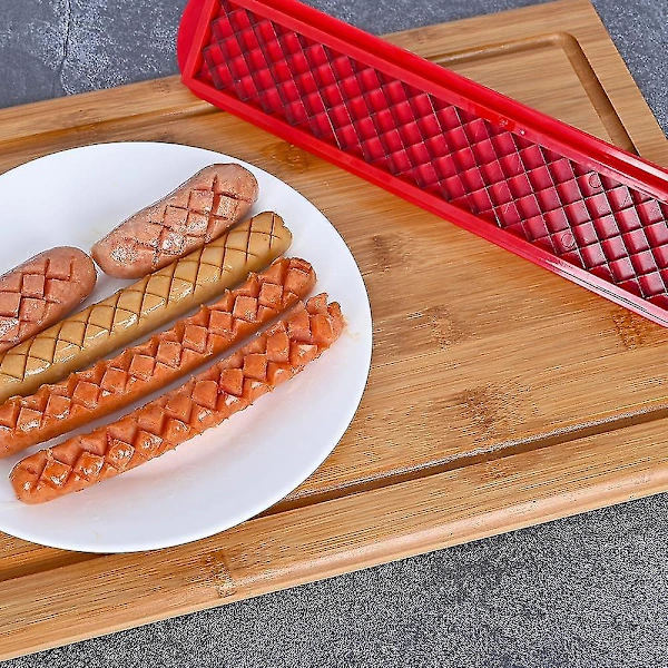 Pølseskæringsværktøj - 25 cm - Rustfrit stål, rød sikker[ca]