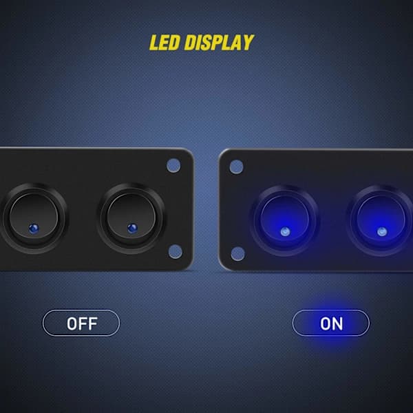 Rund blå LED-vippebryter 12-24V, bilbryterpanel, 5-veis, 12V bryterpanel for bil, lastebil