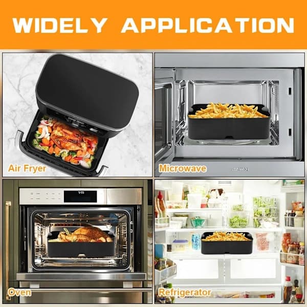 Silikoneforme til Airfryer, Ninja Flex Drawer Airfryer, Genanvendelige til 10,4L Sort 1