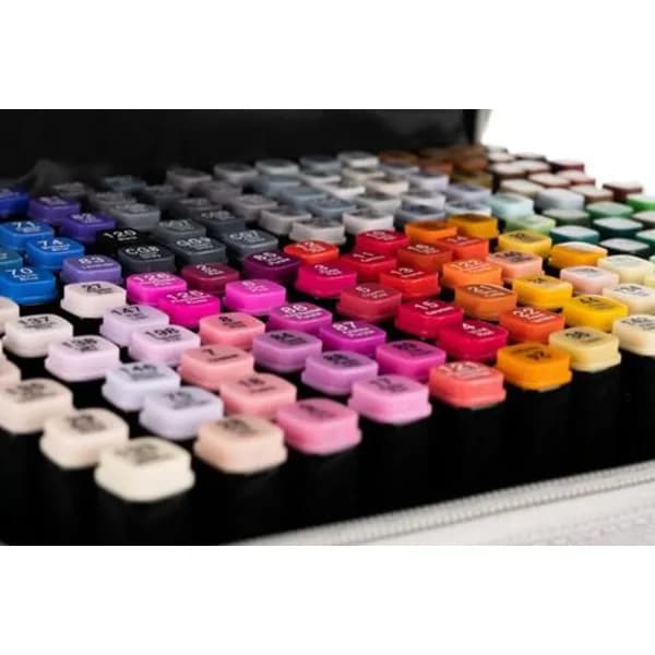 [CA] 168-pak Tuschpenne med Etui - Dobbeltsidede Farvepenne Multicolor multifarve