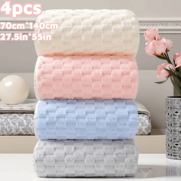 4-pakning Fluffy Cloud Håndklær, 70cm x 140cm - Premium Korallfleece 70x140cm 70x140cm