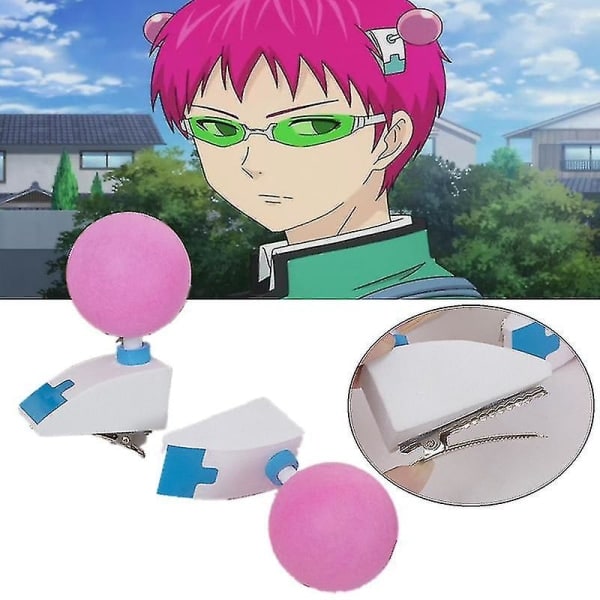 Katastrofalt Liv Rosa Hårsnodd Hodeplagg fra Anime Saiki K Cosplay, 8cm