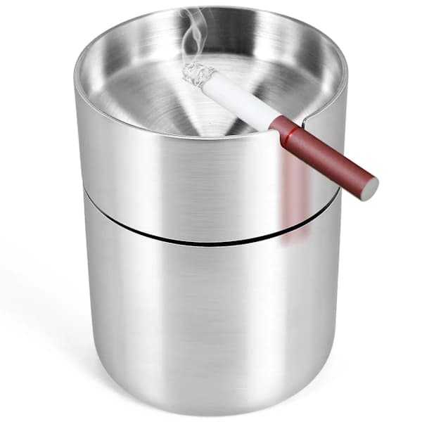 [CA] Rostfritt stål bil askkopp rökfri bil askkopp askfat vindtät affärsgåva bil bil med Silver