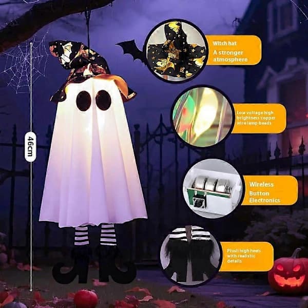 LED Heks Spøgelse Dekorationer til Halloweenfest Gård Indendørs