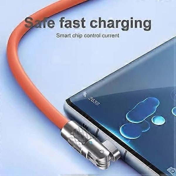 Kraftfull 100W Okrossbar Silikon USB till USB-C Kabel, 1M, Orange, Snabbladdning, Stöder Dataöverföring - WELLNGS