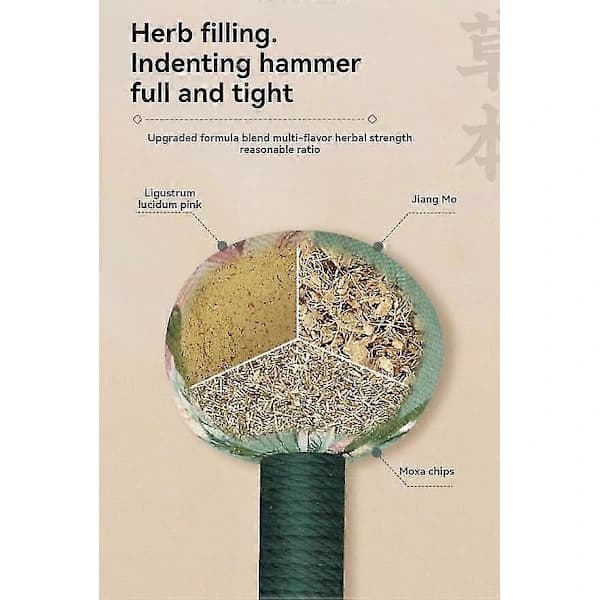 Manuell Lymfdränage Massagehammare, Malörtsmassagehammare, Lymfhammare - YuJia grön 26cm