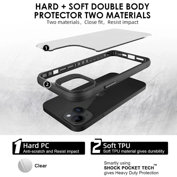 iPhone 15 Mobilcover Stødsikkert - Sort 50