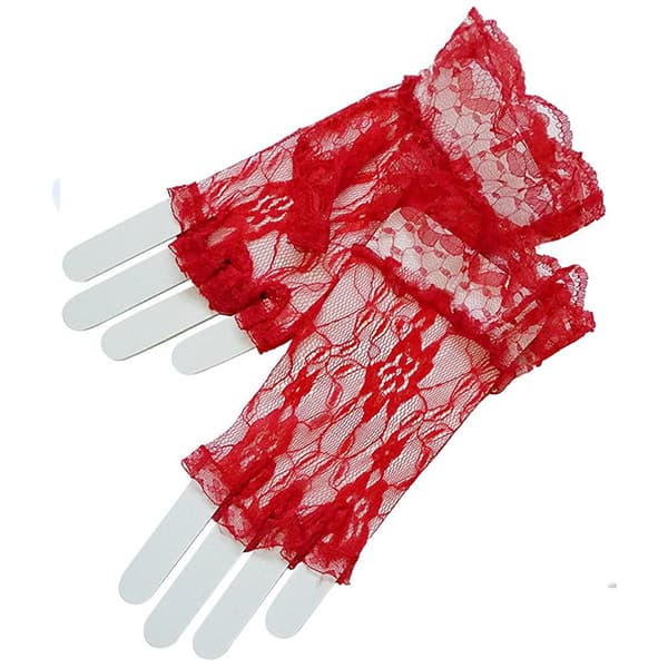 Fingervantar i spets, med volang, pull-on-design för kvinnor och flickor, bröllop, tebjudningar, viktorianska kostymer red