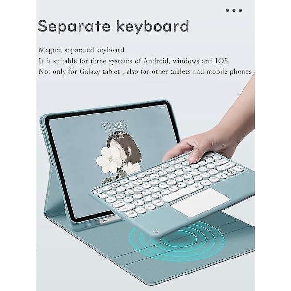 Galaxy Tab S6 Lite 10,4 tuumaa 2020 Malli Sm-p610 Sm-p615 Näppäimistökotelo Kosketuslevyllä Söpö Pyöreä Näppäin Väri Näppäimistö Irrotettava Bluetooth Touc...