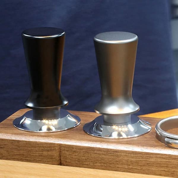 Elastisk pulverpresse i rustfritt stål, kaffeklubbe 53 mm, svart