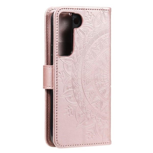 SKALO Samsung S22 Mandala Lompakko Kotelo - Rose Gold Pink Gold Rosa guld