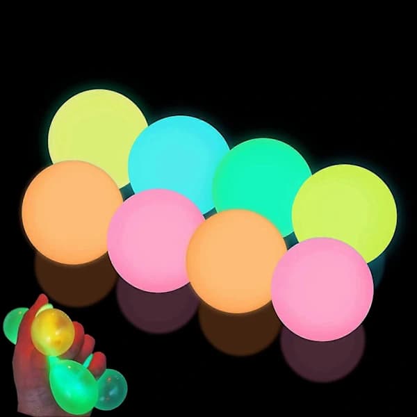 [CA] Glorbs - Glorbs Bolde, Glorbs Klæbrige Bolde til Loft & Væg, Selvlysende Klæbrige Stressbolde Hvid 6 stk.