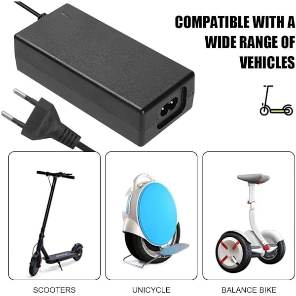 42V 2A Batterilader DC5.5x2.5 Hurtiglading Universell for 36V Litiumbatteri 100-240V EU-kontakt