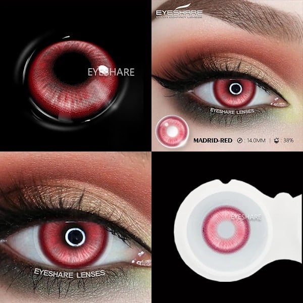 Eyeshare Anime Färg Kontaktlinser För Ögon Cosplay Färgade Linser Blå Galna Halloween Linser Kontaktlins Skönhetssmink NEBULA-PINK 0_ca