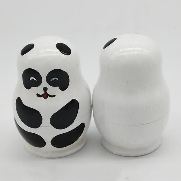 5 st Panda Leksak Matryoshka Dockor Trä Staplingsleksaker Ryska Dockor Staplingsleksaker