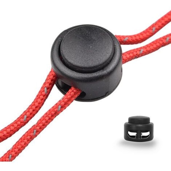 20 stk fjærlås Paracord taustopp i plast 2 hull runde vippespenn Sylindriske festeklemmer Knapper Ende for snøring, jakker, vesker,