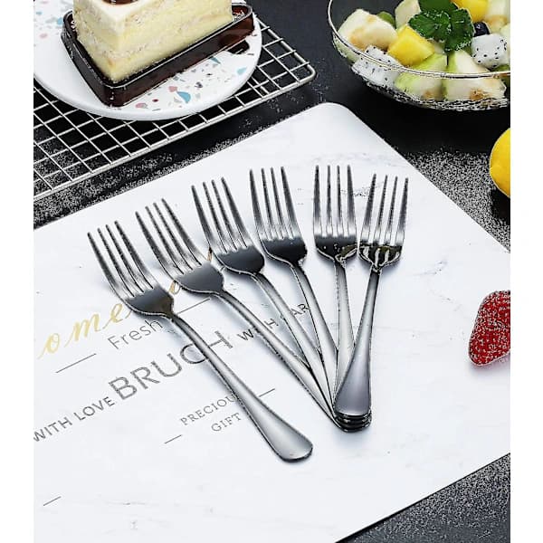 [CA] Svarta middagsgafflar 6 st, rostfritt stål 20,75 cm titanbestick