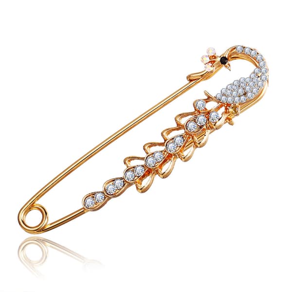 Trådbrosch (1 st) Stor smyckesnål med pärlor och strass