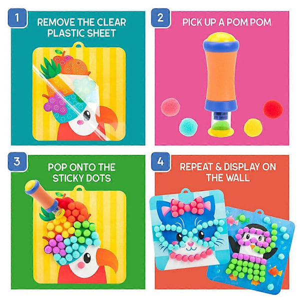 Flickpresenter Pom Pom Hobbysæt, Pom Pom Kunstsæt & Hobby, DIY Skolekunstprojekt Hobby Legetøj Fødselsdagsgave[D] Default