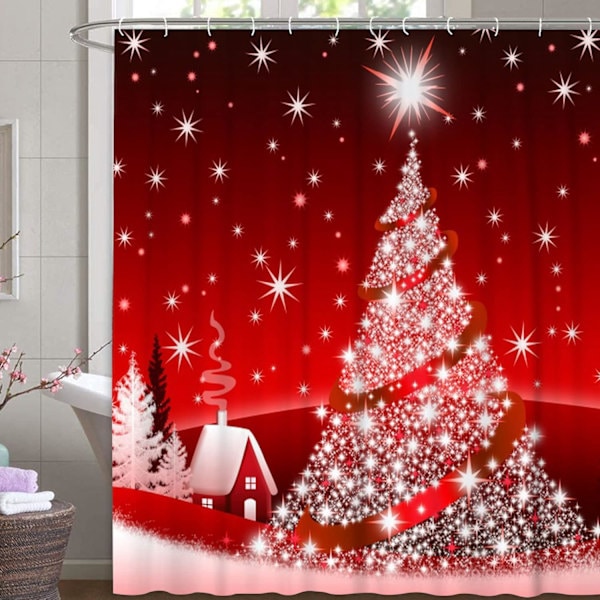 ##/Bruseforhæng Jul, Rød, 180 x 200 cm, Skimmelresistent, Ch##/