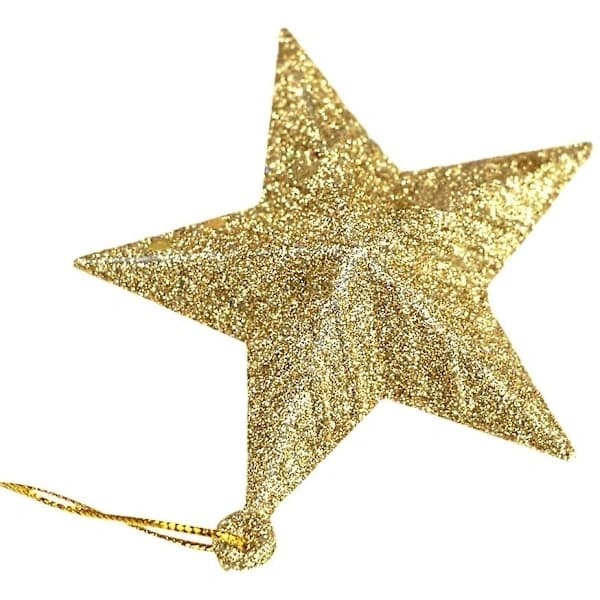 6-pack Julgransdekorationer - Stjärnformade Hängande Ornament Guld