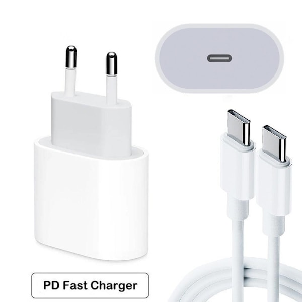 2-pak Samsung Hurtiglader - Adapter & Kabel 20W USB-C 2m-casa