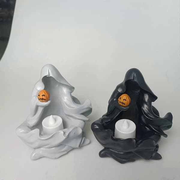 Hekselampe Gresskarstatue Harpiks 12cm Halloween-dekorasjon