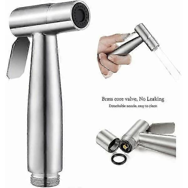 Duschmunstycke, WC-dusch, WC-duschset, badrumsset, väggmonterat slangset, duschmunstycke i rostfritt stål, för bidé, handfat, WC, kök, a