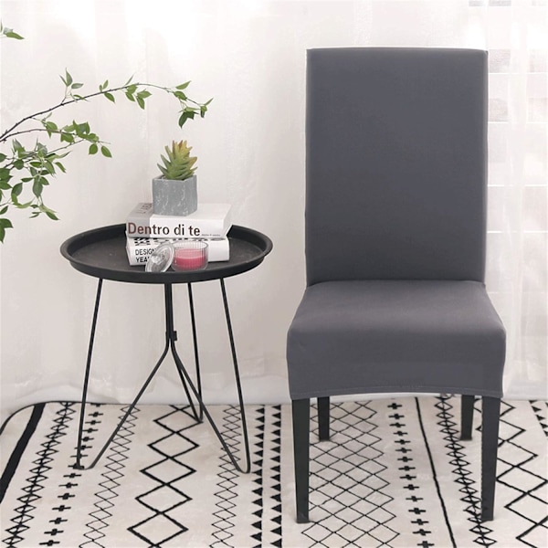Ruokatuolinpäällinen, setti 4 tai 6, joustava irrotettava pestävä ruokatuolinsuoja koristeluun, istuinpäällinen hotelliin, harmaa grey 6pcs