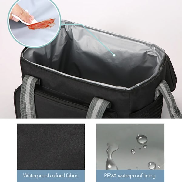 15L eristetty kylmälaukku matkalle, piknikille, BBQ-juhliin - Black