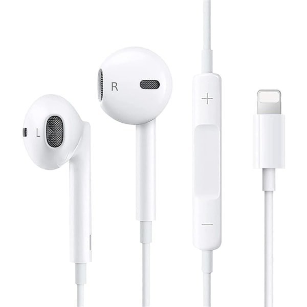 Hörlurar för iPhone 11, Hörlurar för iPhone 12, HiFi Stereo Trådbundna brusreducerande hörlurar med inbyggd mikrofon och volymkontroll, Kompatibla med iPho