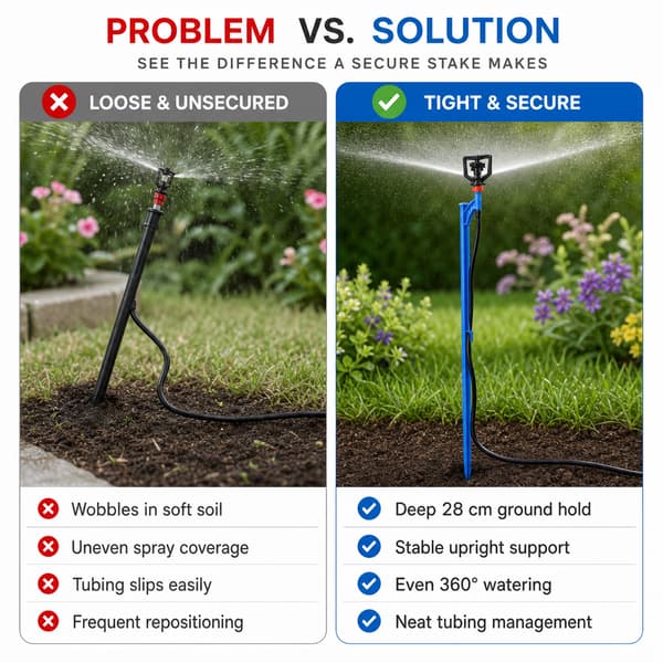 360° roterende sprinkler på 28 cm spyd til plænevanding, blå, 5 stk. 28cm tip vortex