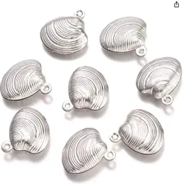 Snäckhänge Clam Shell Charms platta runda dinglande berlocker