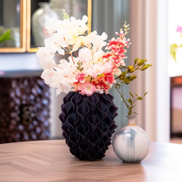 3D-printet dekorativ vase til tørrede blomster, moderne tekstureret blomstervase til hjemmets stuehyldedekor, mistelten grøn, 20 cm