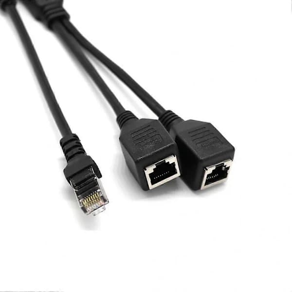 RJ45 Splitter Ethernet-adapterkabel 2-i-1 han til 2 hunner