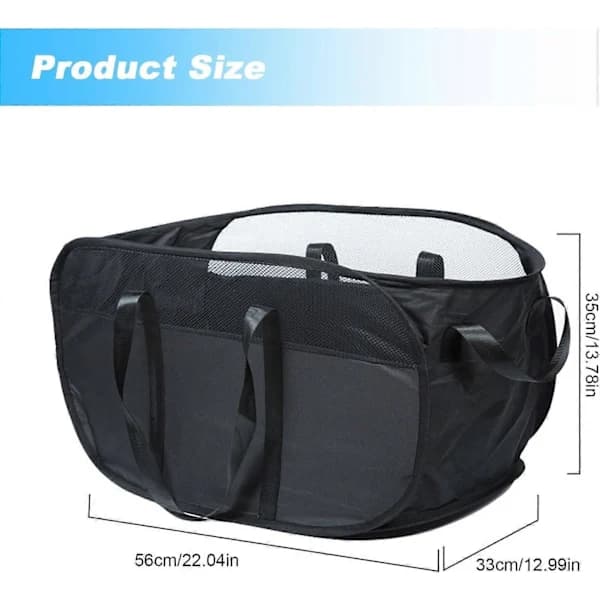 Popup Mesh Laundry Basket Large Foldable Mesh Hamper, Lightweight Mesh Basket with Handles Dirty Clothes Basket (Black)