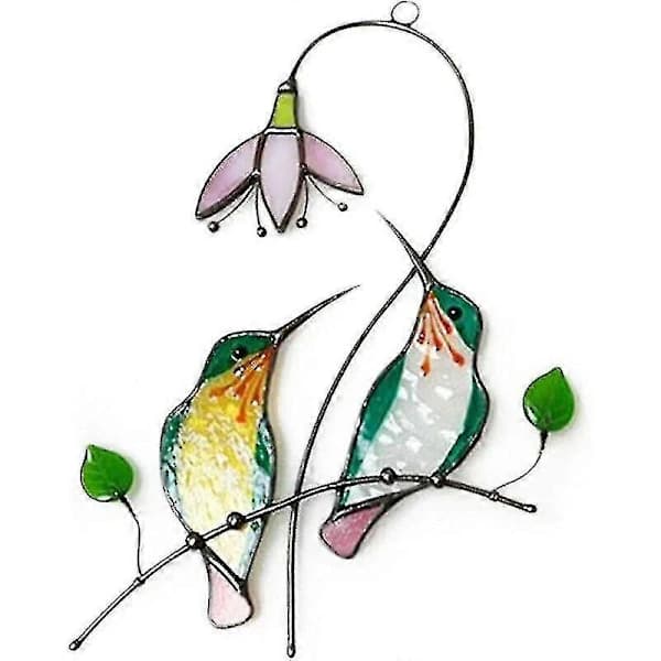 Window Hanging Decoration Blue Bird Stained Glass Suncatcher Window Decor