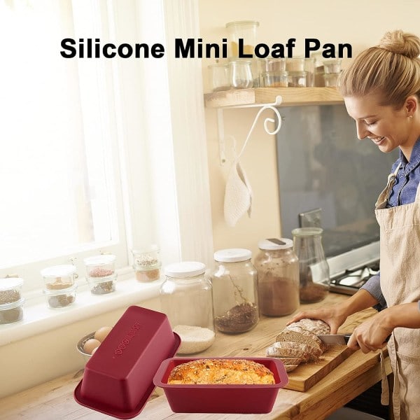 Silikone Mini Brødform Sæt med 1, NonStick Let Slip Rektangel Silikone Mini Kageform til Bagning af Brød, Fleksibel BPA Fri Silikone Bageform og（ca）