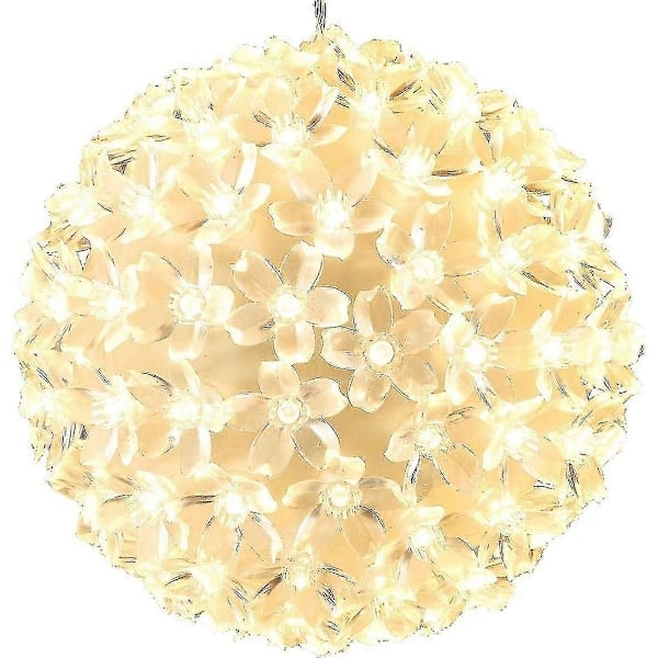 100 LED Lyskrans Kugle Lysende Kugle Varm Hvid Juledekorationer Kugle Julebelysning Jul Ca. 15 cm (FMY)