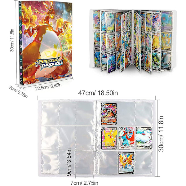 Fickor 432 Kort Anime Album Bog Pikachu Favorit Spillekort Mappe Ringbind (JS)