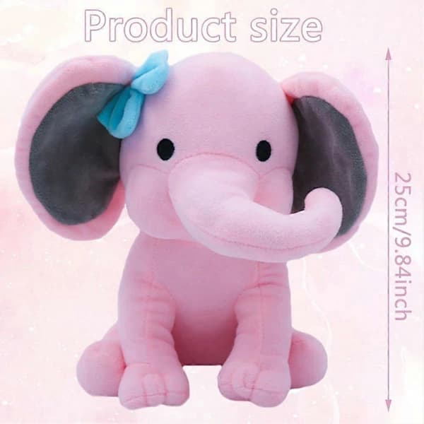 Rosa Tegnet Elefant Plyslegetøj 25cm