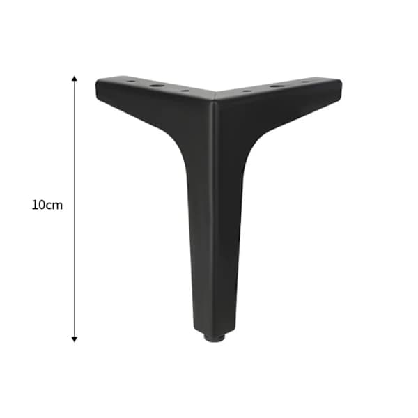 Set med 4 möbelben, moderna triangulära bordsben i metall, 10 cm, möbelben för skåp, soffa, svart