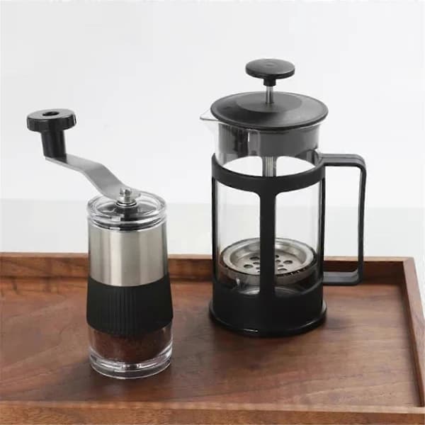 Manual Coffee Grinder - Stainless Steel with Ceramic Burr, Hand Crank Coffee Mill, Compact